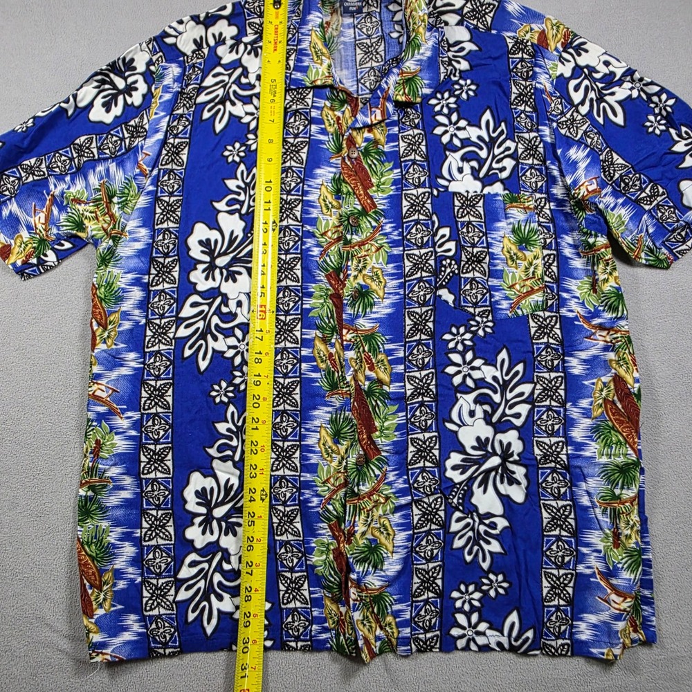 Caribbean Fun shirt Mens XXL Blue Floral Print Hawaiian Aloha - Picture 4 of 8